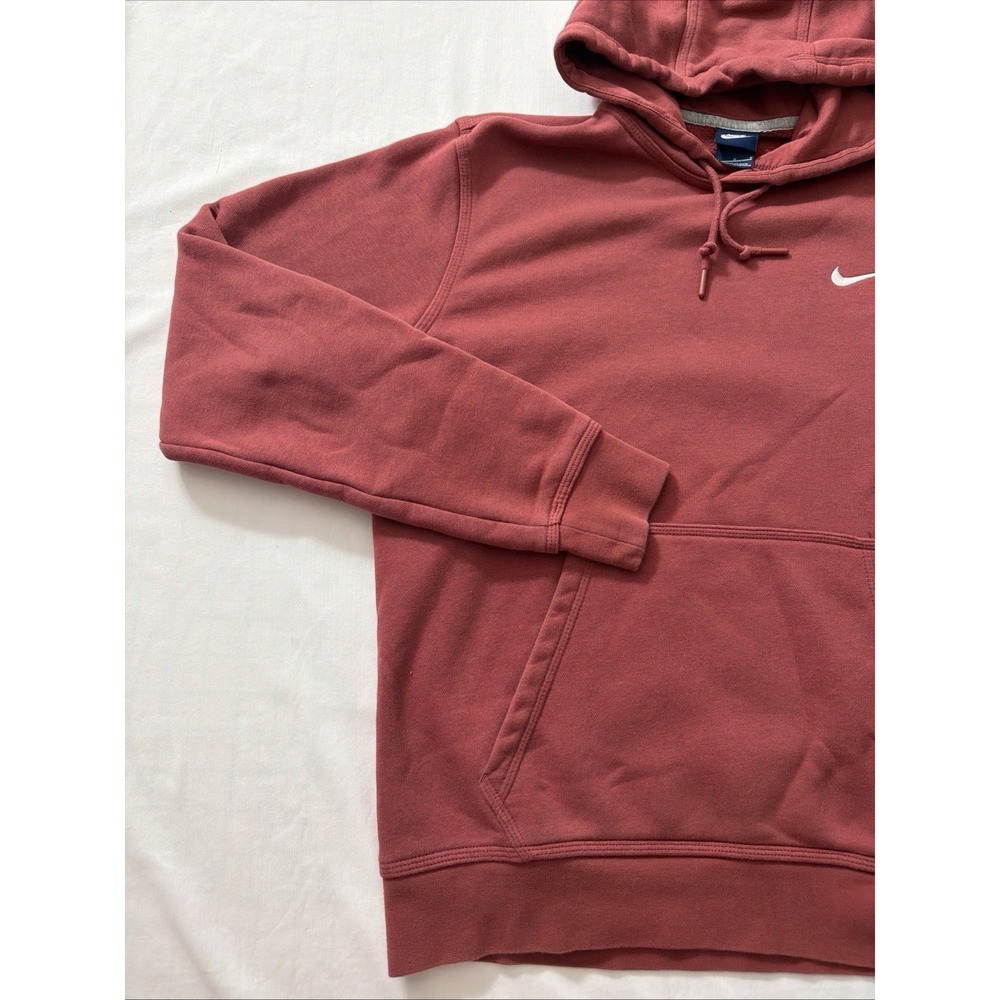Nike Pullover Hoodie Maroon Red Embroidered Swoosh Cotton Blend Size Large Gym - Picture 13 of 16